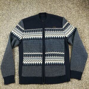 Vintage Geiger Sweater Jacket Boiled Wool Fair Isle Full Zip Cardigan Womens XL